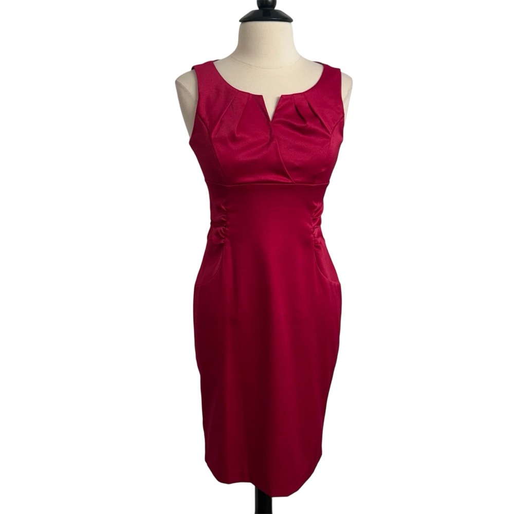 London Times Women's Satin-Finish Vibrant Cocktail Sheath Dress, Red, Size 8